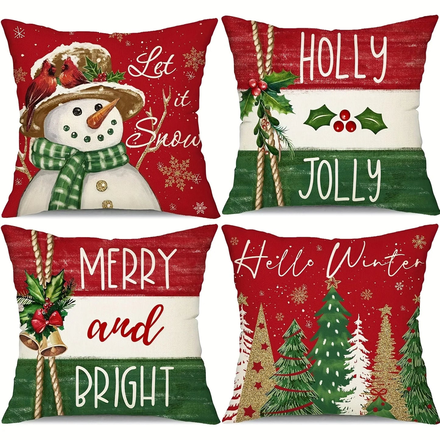 4 piece Christmas Throw pillowcases