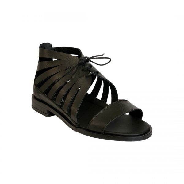 Schwarze einfarbige Sandalen mit runder Ausschnittspitze