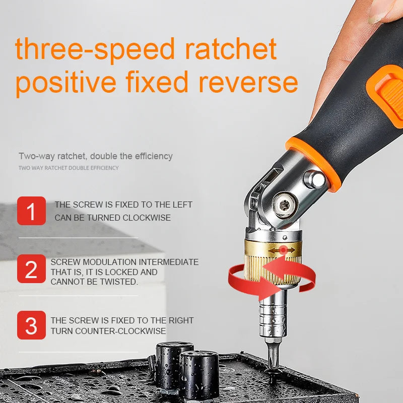 Versatile 180 ° ratchet screwdrivers