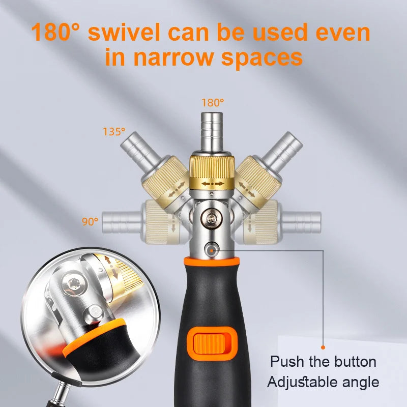Versatile 180 ° ratchet screwdrivers