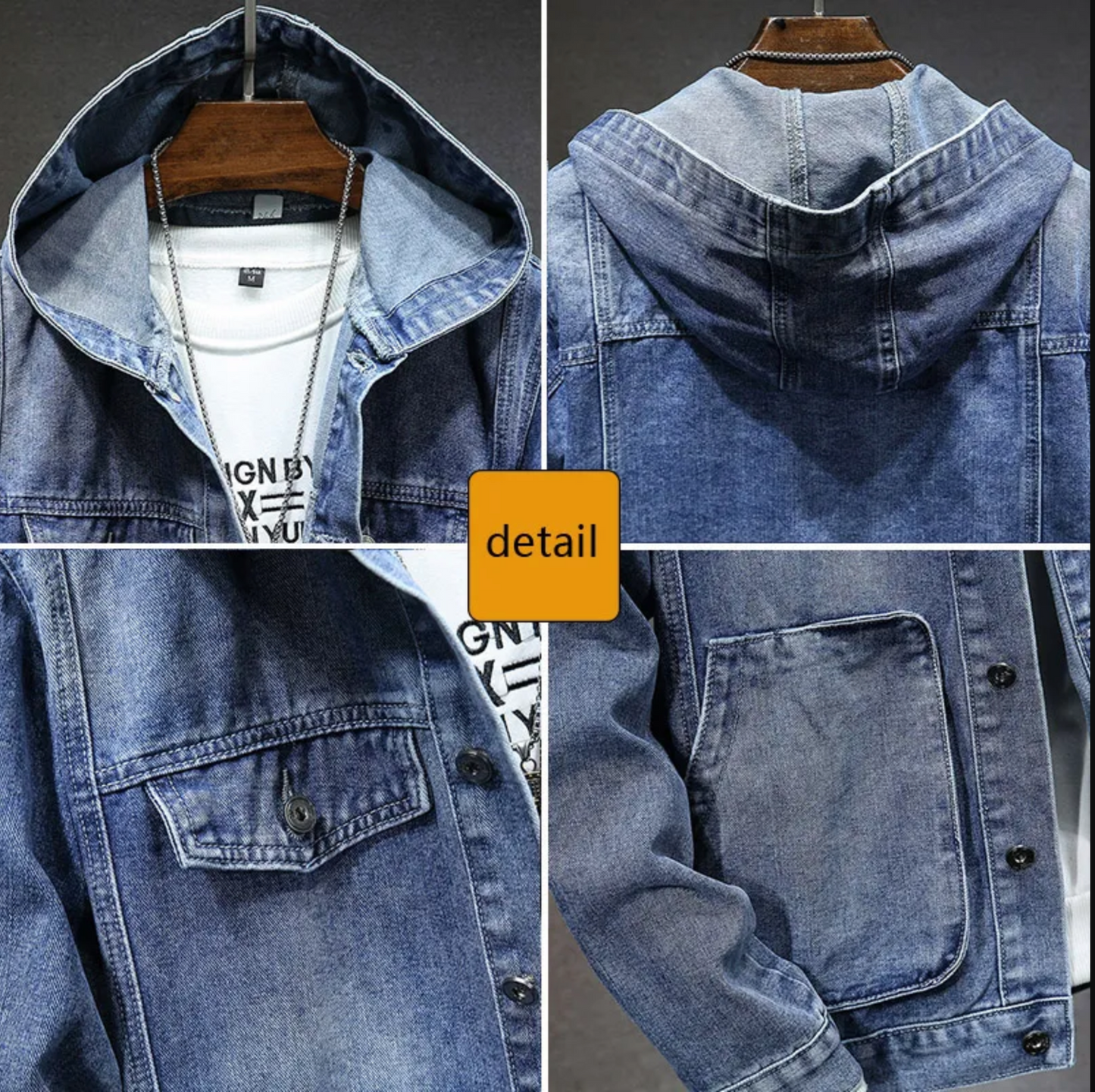Denim hooded jacket
