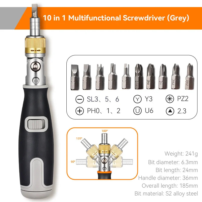 Versatile 180 ° ratchet screwdrivers