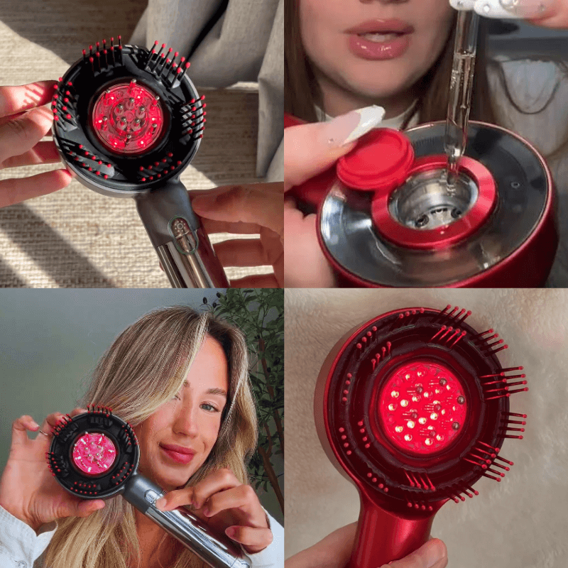 Vibrationshaarbürste mit Pflegeöl für die Kopfhaut