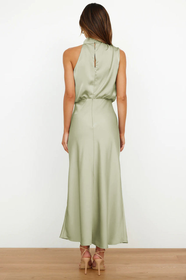 Halter Ärmelloses Satin Brautjungfernkleid