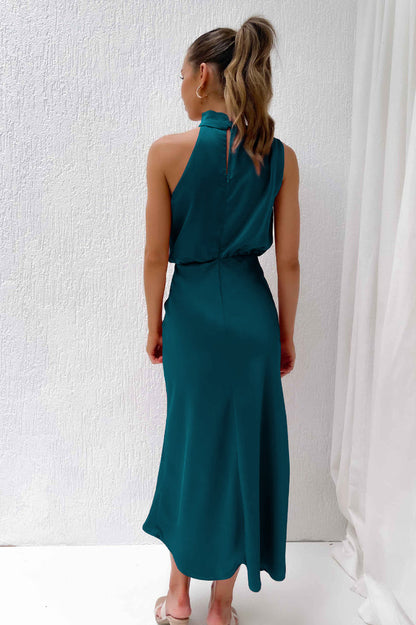 Halter Ärmelloses Satin Brautjungfernkleid