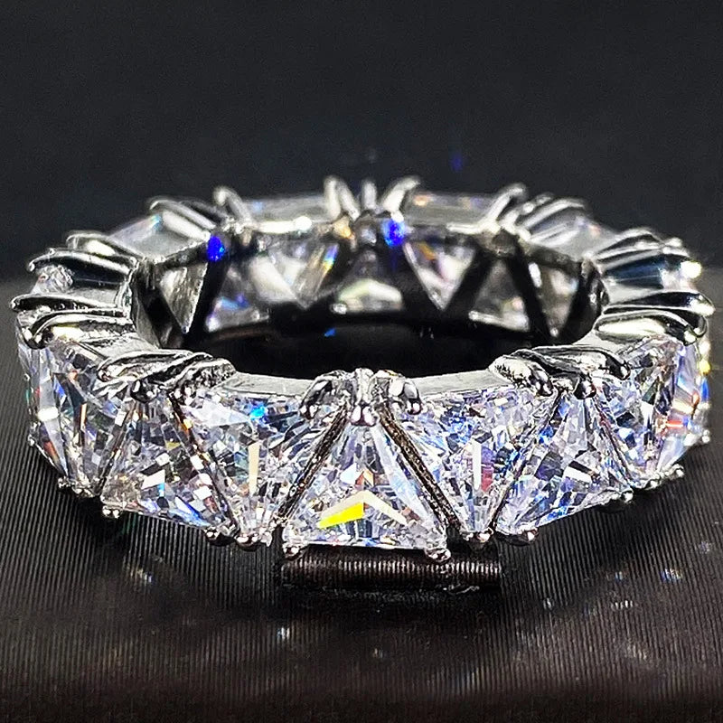 Silver triangular engagement ring