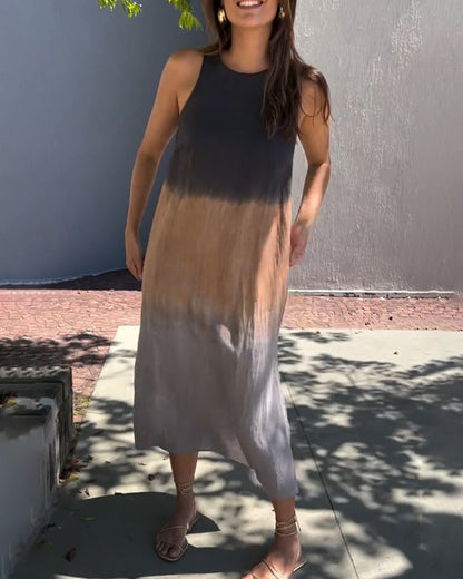 Ärmelloses Gradient-Rundhalsa Kleid