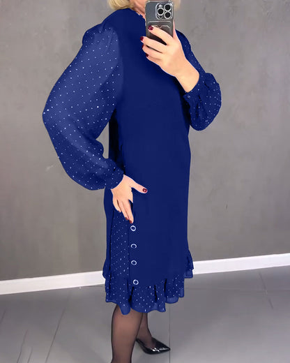 Langärmliges Punktmusterkleid