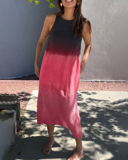 Ärmelloses Gradient-Rundhalsa Kleid