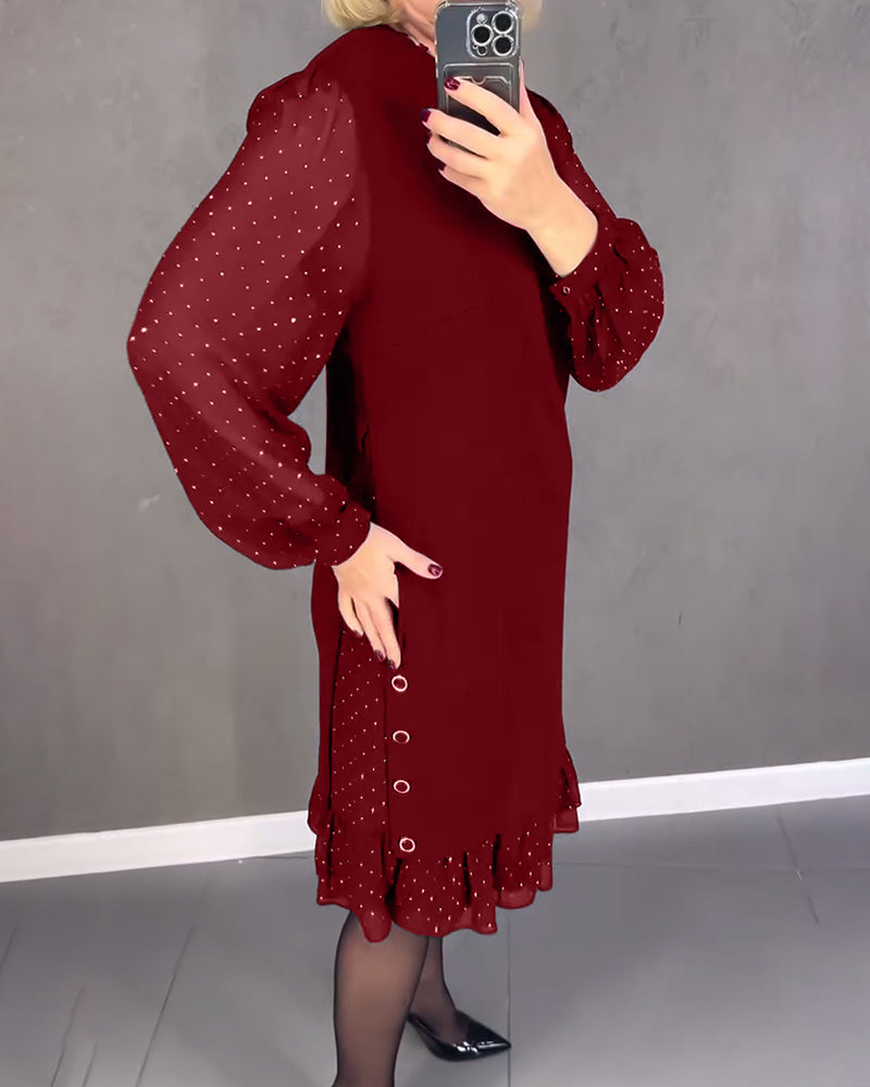 Langärmliges Punktmusterkleid