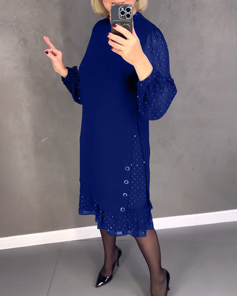 Langärmliges Punktmusterkleid