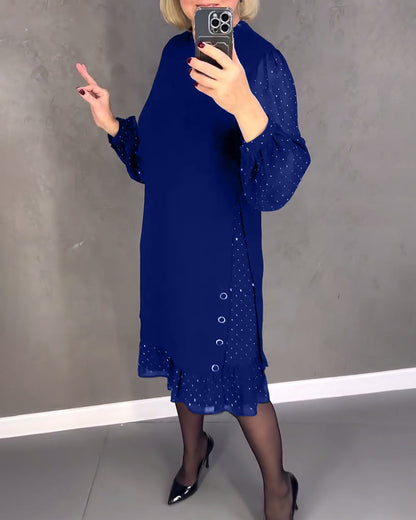 Langärmliges Punktmusterkleid