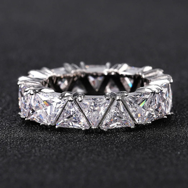 Silver triangular engagement ring