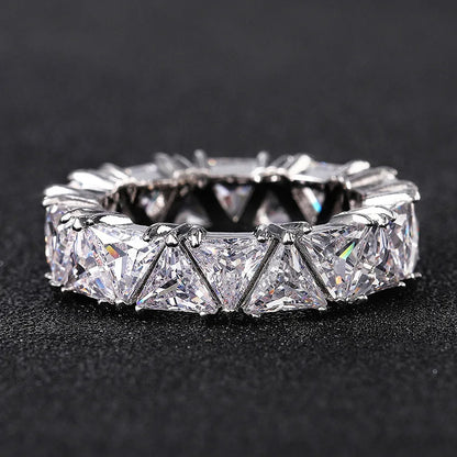 Silver triangular engagement ring