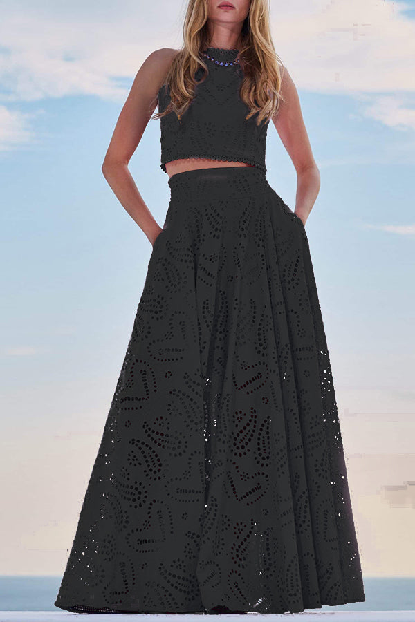 Paris Dreaming Besticktes Spitzen-Crop-Top