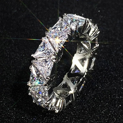 Silver triangular engagement ring