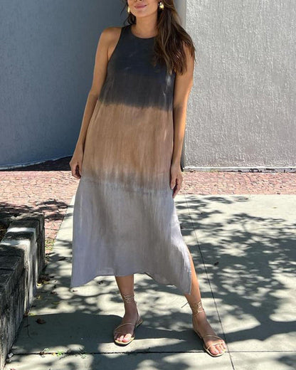 Ärmelloses Gradient-Rundhalsa Kleid