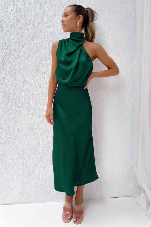 Halter Ärmelloses Satin Brautjungfernkleid