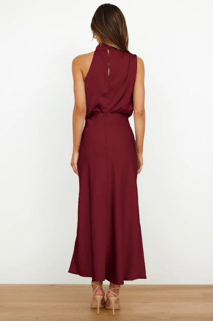 Halter Ärmelloses Satin Brautjungfernkleid