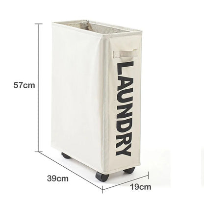 Rollable laundry basket with lettering and handles