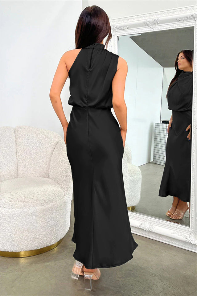 Halter Ärmelloses Satin Brautjungfernkleid