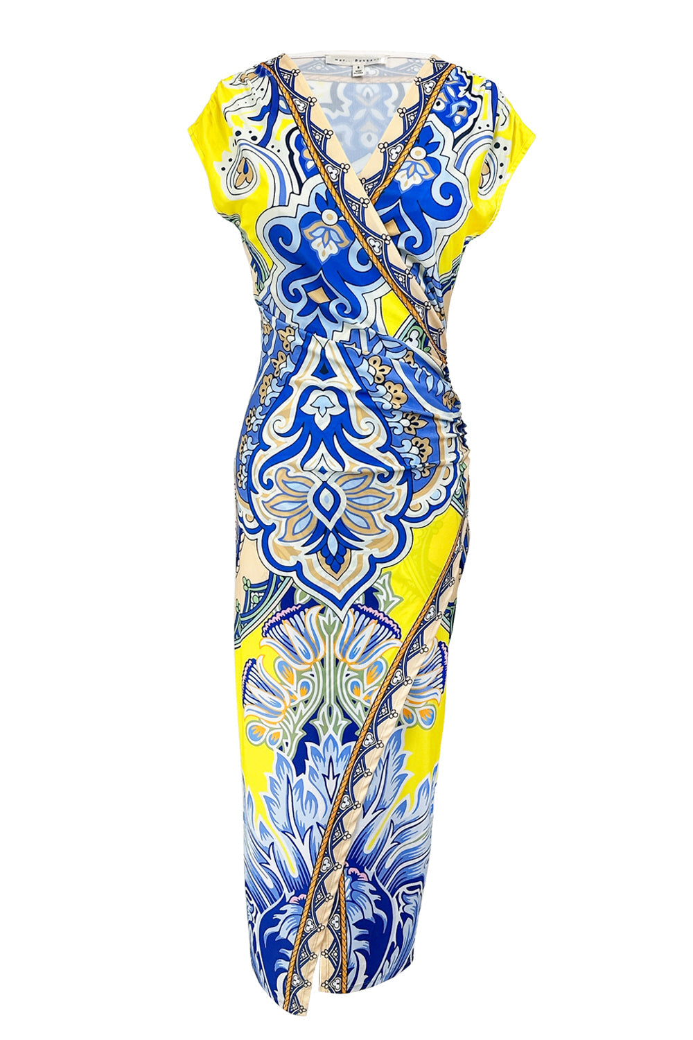 V-Ausschnitt Wickelstil Midi-Kleid