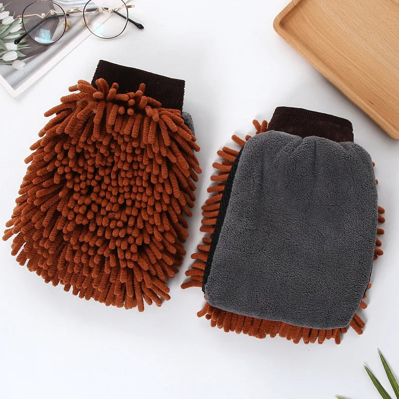 Double-sided microfiber washing glove set