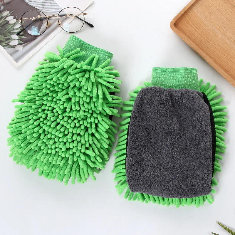 Double-sided microfiber washing glove set
