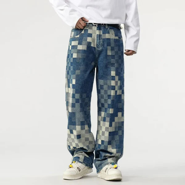 Sampson - Weit geschnittene Hose mit pixeliertem Muster