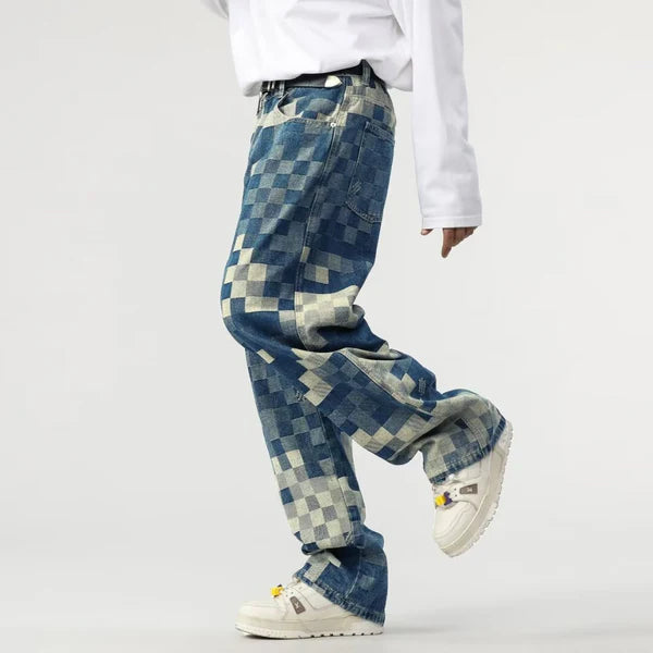 Sampson - Weit geschnittene Hose mit pixeliertem Muster