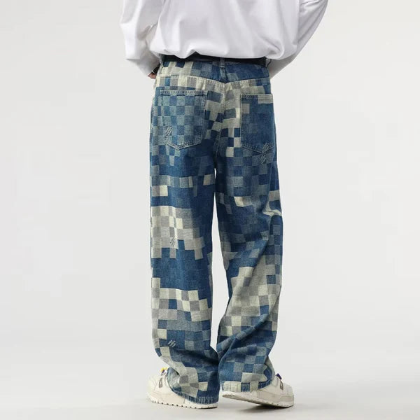 Sampson - Weit geschnittene Hose mit pixeliertem Muster