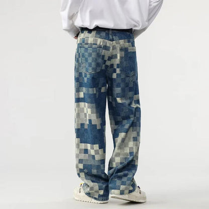 Sampson - Weit geschnittene Hose mit pixeliertem Muster
