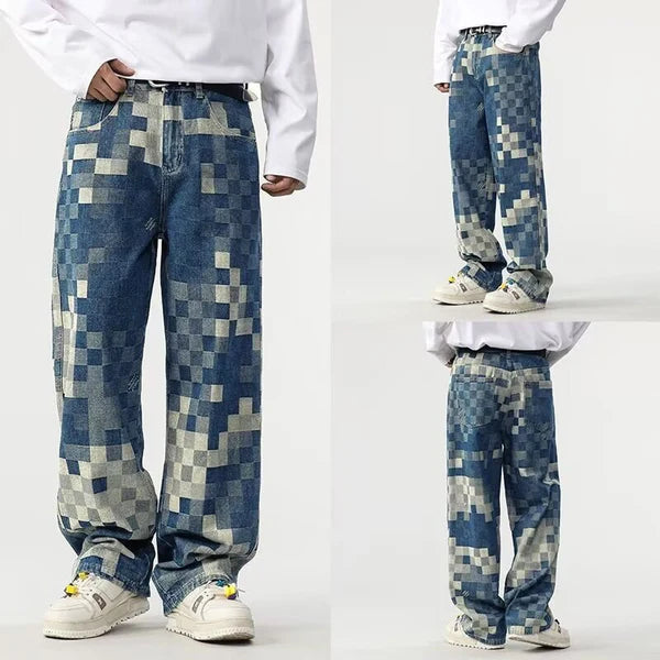 Sampson - Weit geschnittene Hose mit pixeliertem Muster