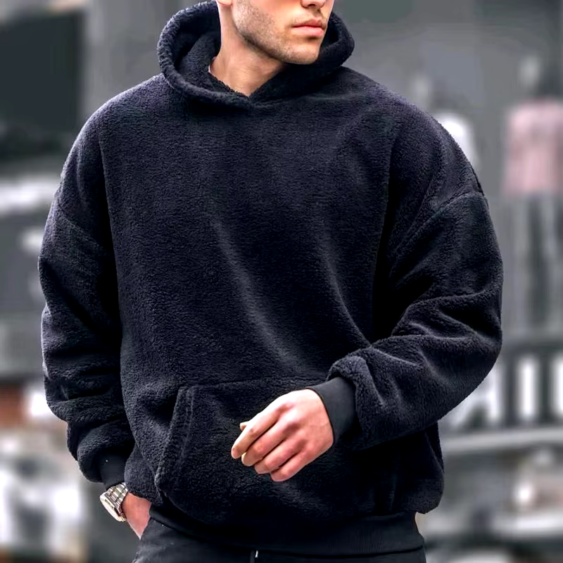 Fleece hooded sweater for men