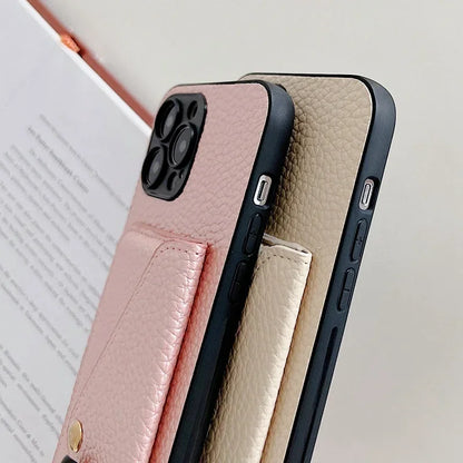 Leder Kartenetui mit Umhängeband für iPhone