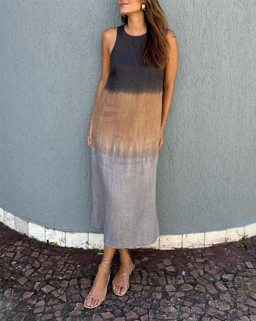 Ärmelloses Gradient-Rundhalsa Kleid