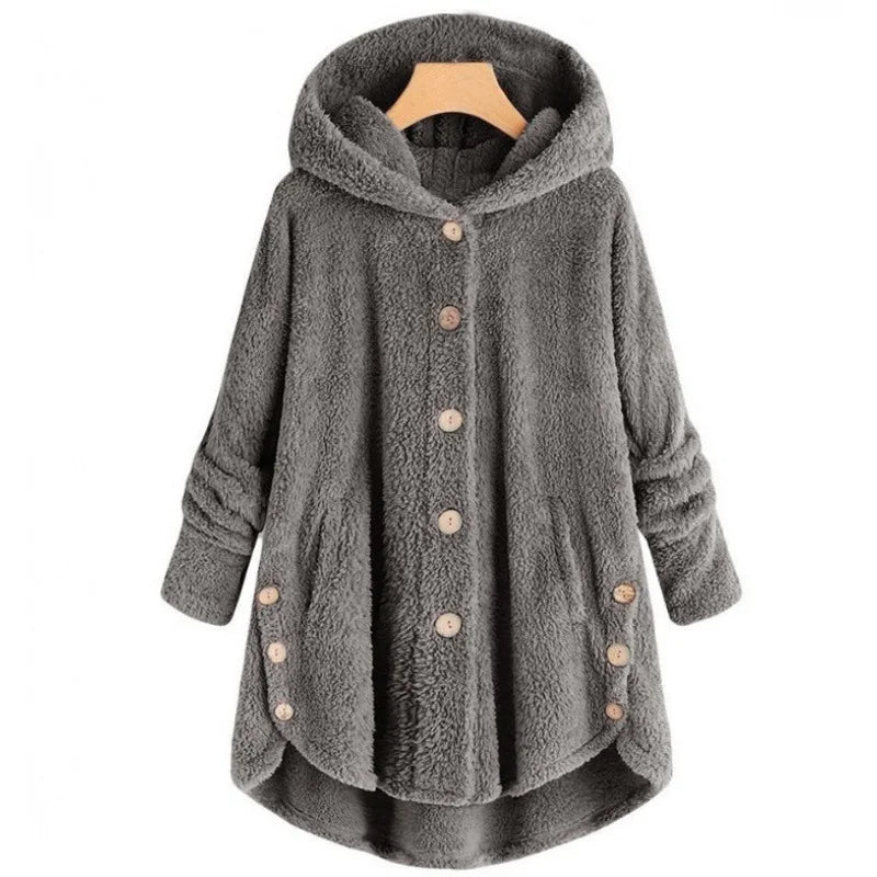 Teddy feed coat with hood for women