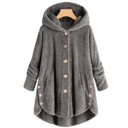 Teddy feed coat with hood for women