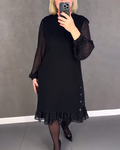 Langärmliges Punktmusterkleid