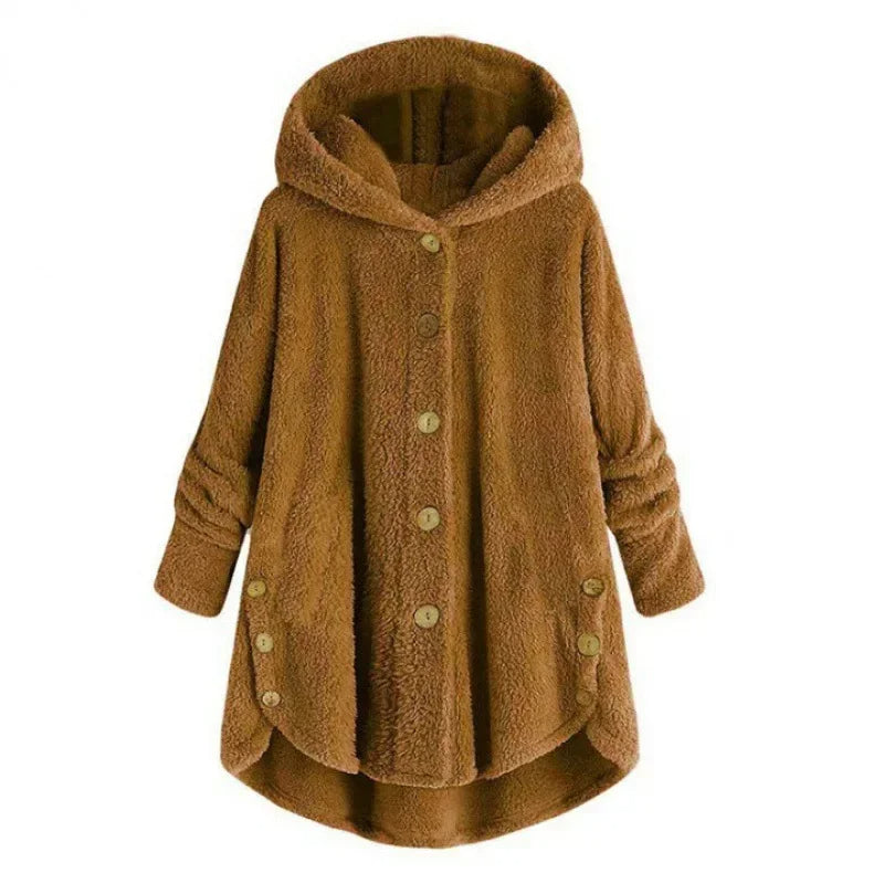 Teddy feed coat with hood for women