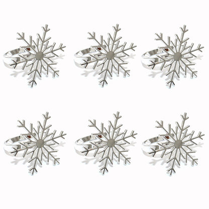 6 Set silver & gold snowflakes napkin rings