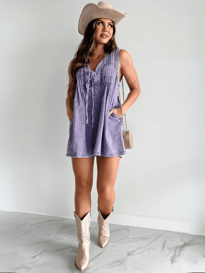 Abbey | Luftige Denim-Overall mit Schleifenverschluss