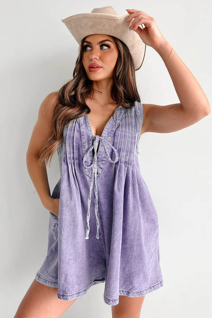 Abbey | Luftige Denim-Overall mit Schleifenverschluss