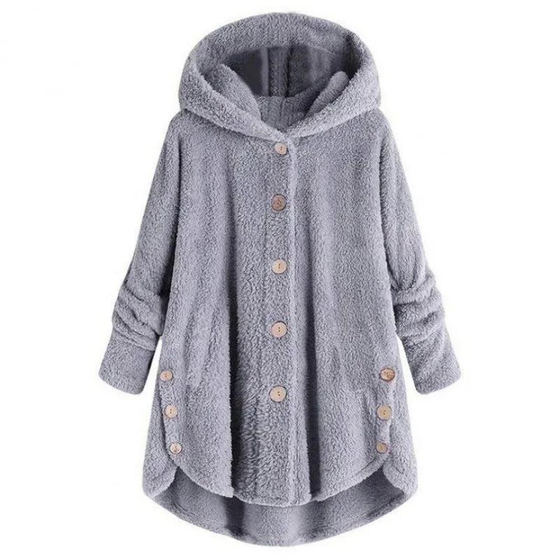 Teddy feed coat with hood for women