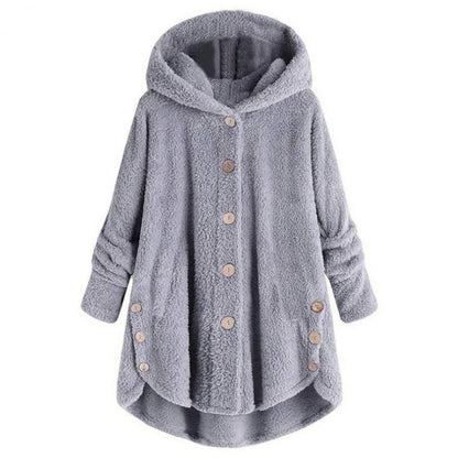 Teddy feed coat with hood for women
