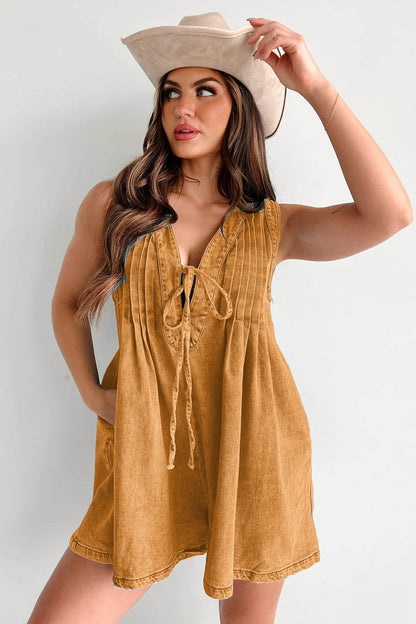 Abbey | Luftige Denim-Overall mit Schleifenverschluss