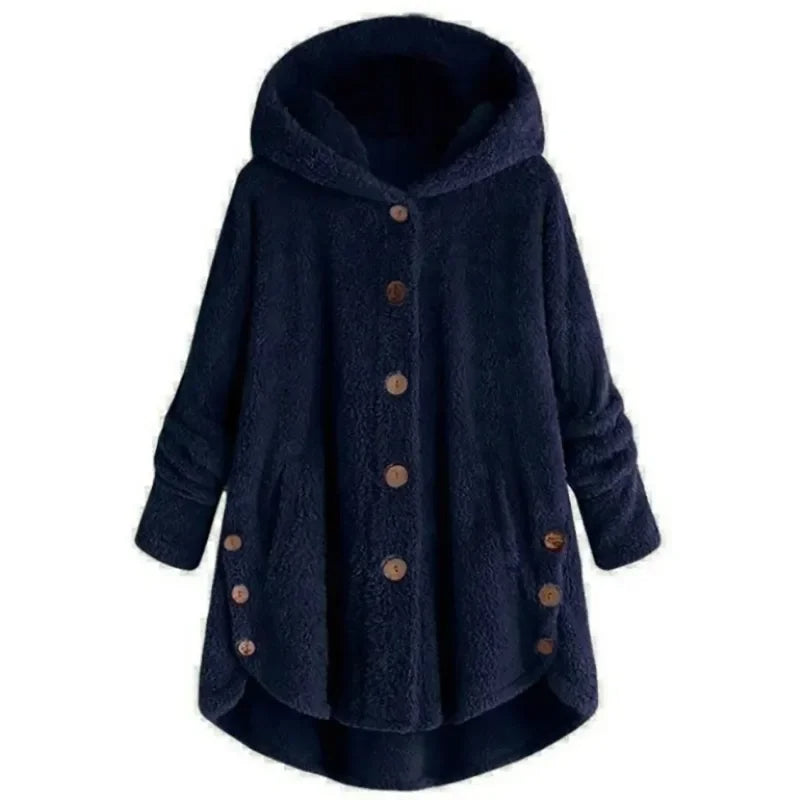 Teddy feed coat with hood for women
