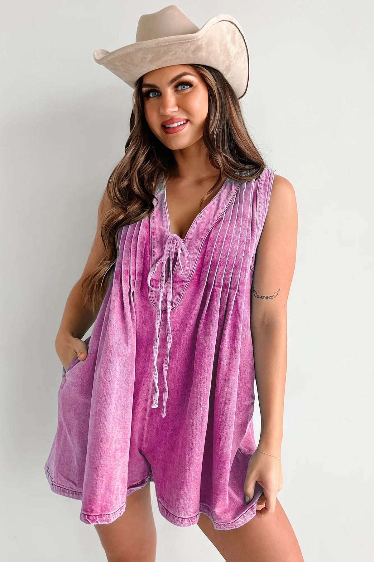 Abbey | Luftige Denim-Overall mit Schleifenverschluss