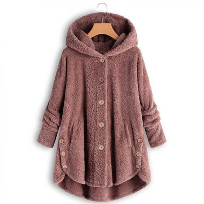 Teddy feed coat with hood for women