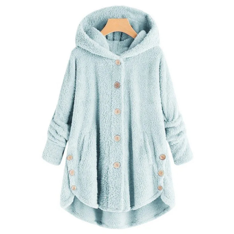 Teddy feed coat with hood for women